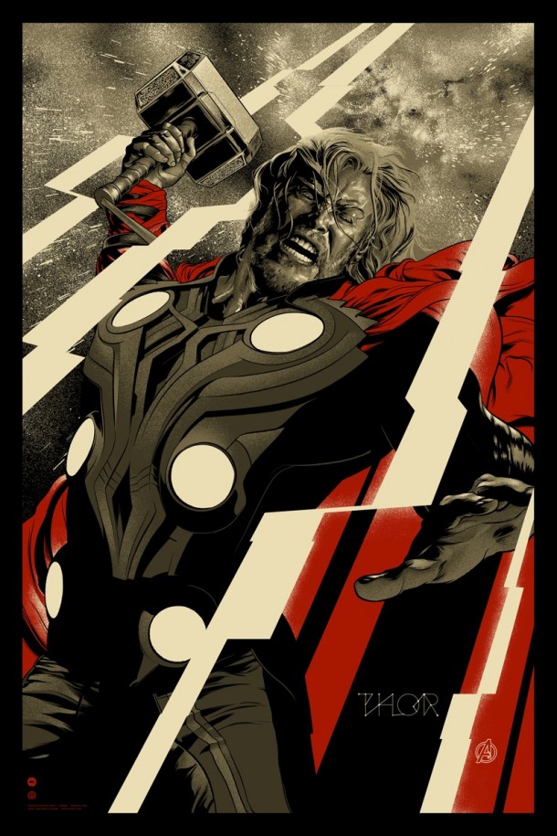 thor mondo 610x915 Four More of The Avengers Posters by Mondo have been Announced